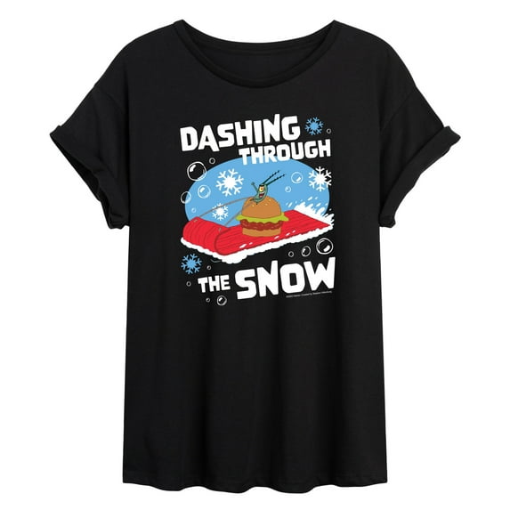SpongeBob SquarePants - Dashing Through The Snow - Women's Oversized T-Shirt