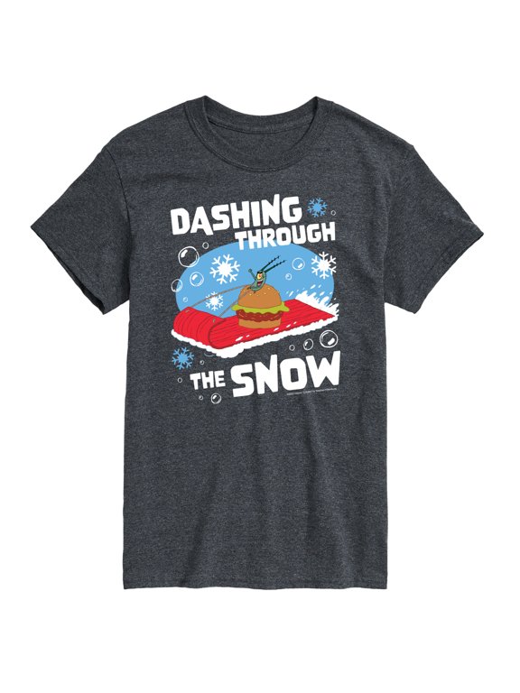 SpongeBob SquarePants - Dashing Through The Snow Plankton Christmas - Men's Short Sleeve Graphic T-Shirt