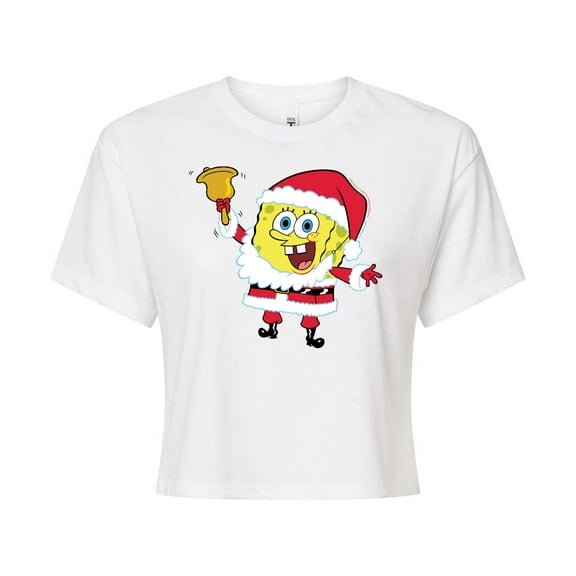 SpongeBob SquarePants - Dear Santa - Juniors Cropped Cotton Blend T-Shirt