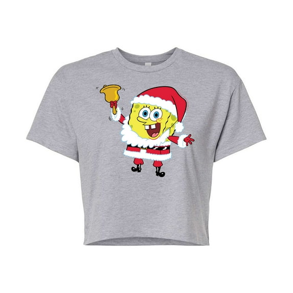 SpongeBob SquarePants - Dear Santa - Juniors Cropped Cotton Blend T-Shirt