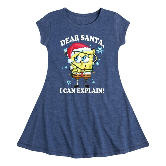 SpongeBob SquarePants - Dear Santa - Toddler And Youth Girls Fit And Flare Dress