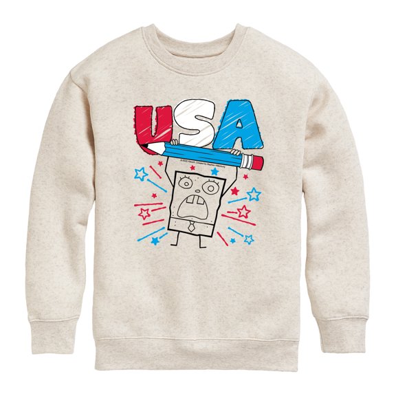 SpongeBob SquarePants - Doodle USA - Youth Boys Crew Fleece Sweatshirt