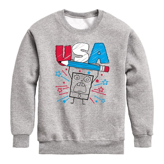 SpongeBob SquarePants - Doodle USA - Youth Boys Crew Fleece Sweatshirt