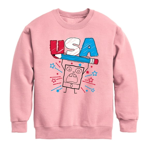 SpongeBob SquarePants - Doodle USA - Youth Boys Crew Fleece Sweatshirt