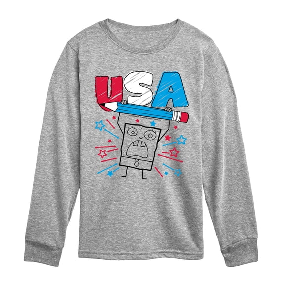 SpongeBob SquarePants - Doodle USA - Youth Boys Long Sleeve Graphic T-Shirt
