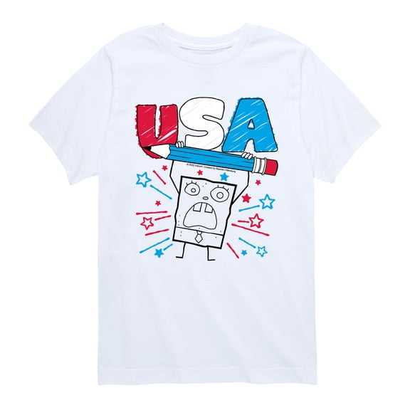 SpongeBob SquarePants - Doodle USA - Youth Boys Short Sleeve Graphic T-Shirt