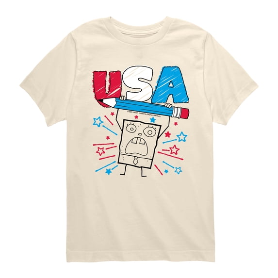 SpongeBob SquarePants - Doodle USA - Youth Boys Short Sleeve Graphic T-Shirt