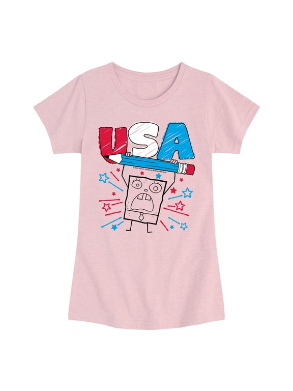 - Doodle USA Girls' Fitted Short Sleeve Graphic T-Shirt