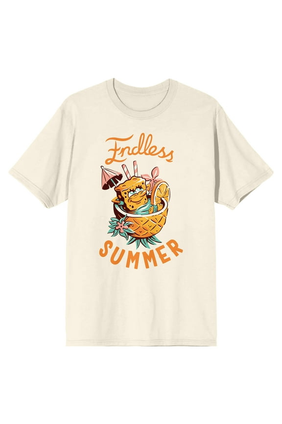 SpongeBob SquarePants Endless Summer Pineapple Spa Men's Natural Short Sleeve Tee-Small