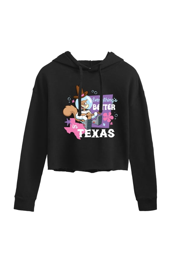 - Everythings Better In Texas - Juniors Cropped Pullover Hoodie