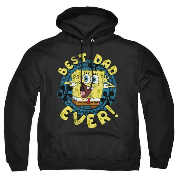 SpongeBob SquarePants Father's Day Best Dad Ever Adult Pull-Over Hoodie, Black, Large