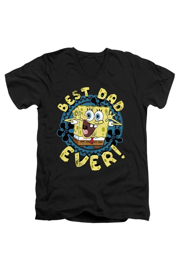 Father's Day Best Dad Ever Unisex Adult V-Neck T Shirt (Medium) Black