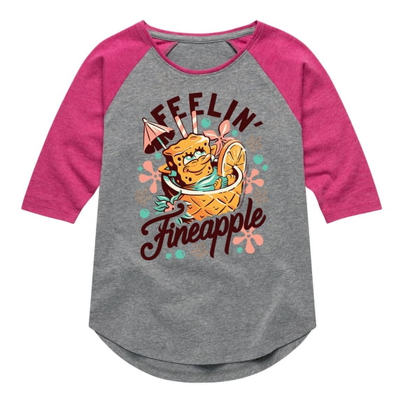 SpongeBob SquarePants - Feelin Fineapple - Toddler & Youth Girls Raglan Graphic T-Shirt