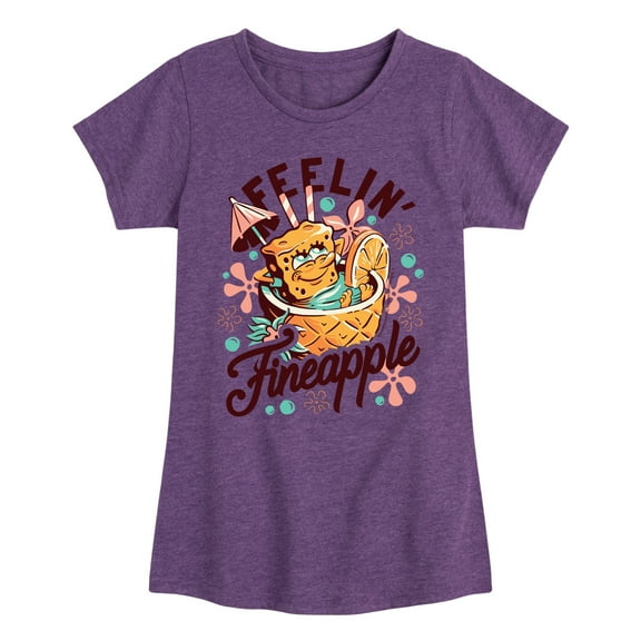 SpongeBob SquarePants - Feelin Fineapple - Toddler & Youth Girls Short Sleeve Graphic T-Shirt