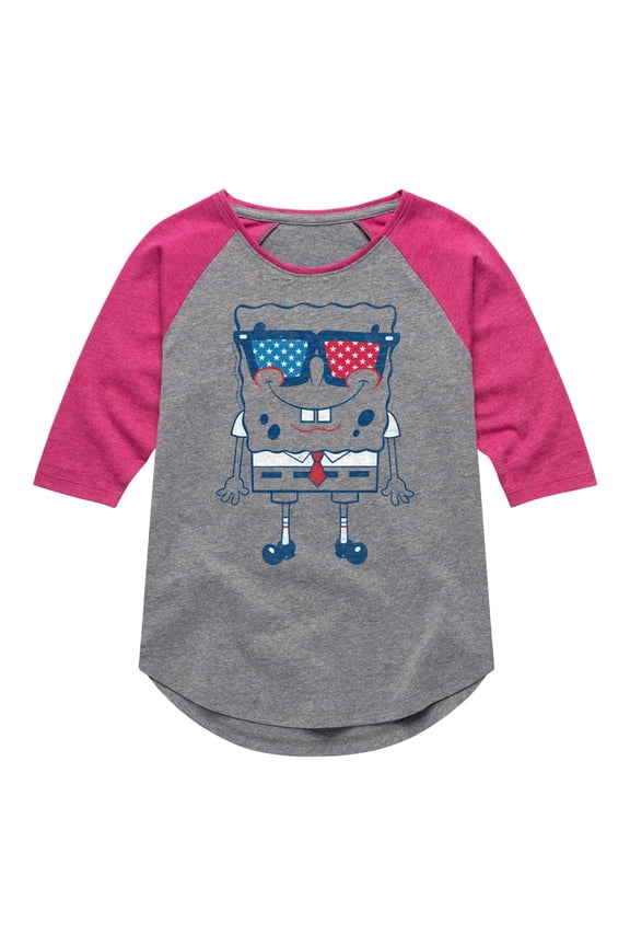 - Flag Fill Sunglasses - Toddler & Youth Girls Raglan Graphic T-Shirt