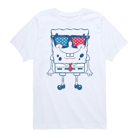 SpongeBob SquarePants - Flag Fill Sunglasses - Toddler & Youth Short Sleeve Graphic T-Shirt