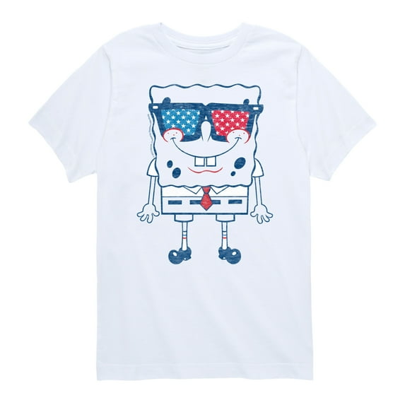 SpongeBob SquarePants - Flag Fill Sunglasses - Toddler & Youth Short Sleeve Graphic T-Shirt