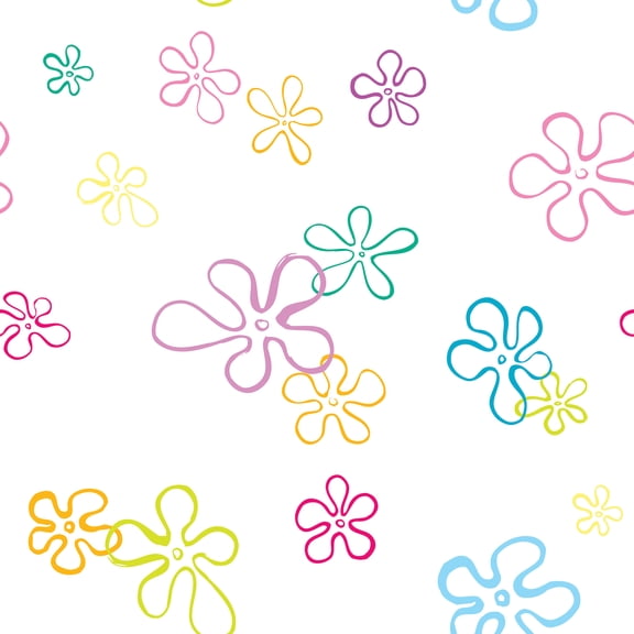 SpongeBob SquarePants Floral White Peel and Stick Wallpaper