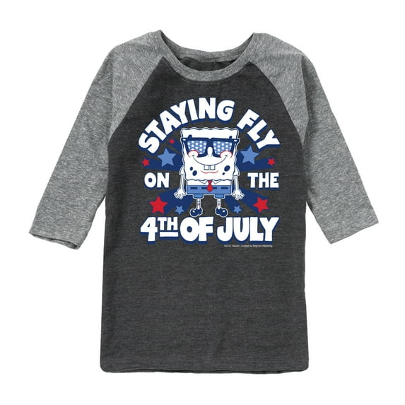 SpongeBob SquarePants - Fly on the 4th of July - Toddler And Youth Raglan Graphic T-Shirt
