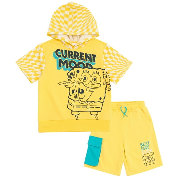 SpongeBob SquarePants French Terry Pullover Hoodie and Shorts Outfit Set Toddler to Big Kid