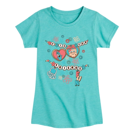 SpongeBob SquarePants - Fun Friendship Bracelet Girls' Fitted Short Sleeve Graphic T-Shirt