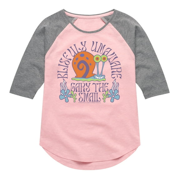 SpongeBob SquarePants - Gary Blissfully Unaware - Toddler & Youth Girls Raglan Graphic T-Shirt