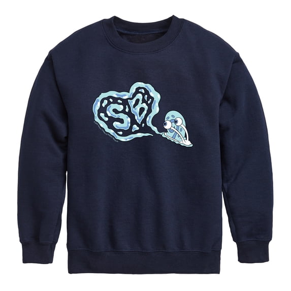 SpongeBob SquarePants - Gary Heart Snail Trail - Youth Boys Crew Fleece Sweatshirt