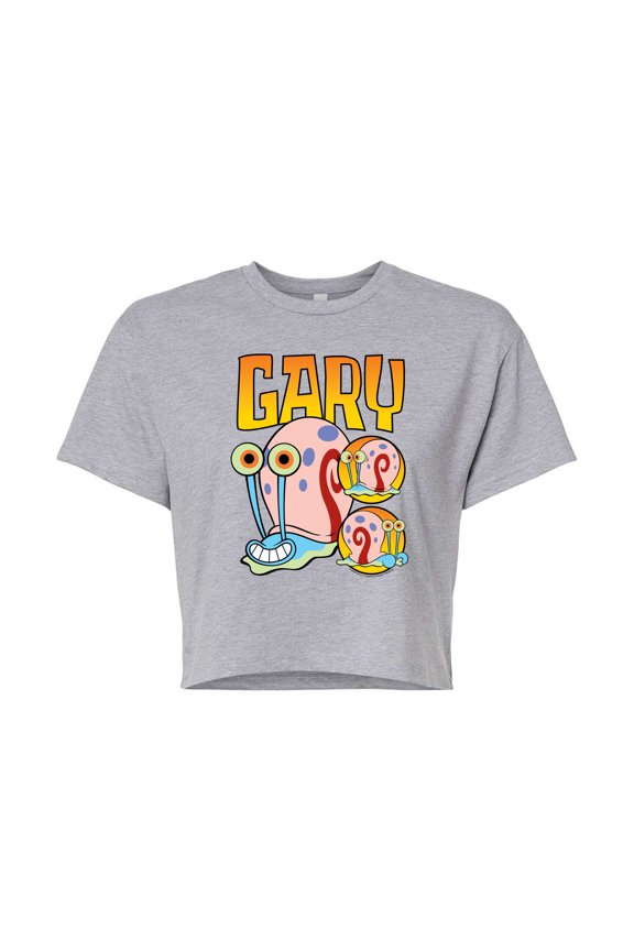 - Gary The Snail - Juniors Cropped Cotton Blend T-Shirt