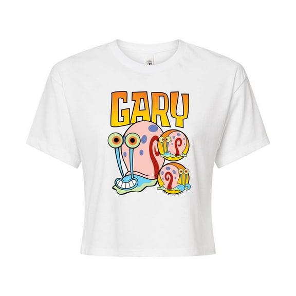 SpongeBob SquarePants - Gary The Snail - Juniors Cropped Cotton Blend T-Shirt