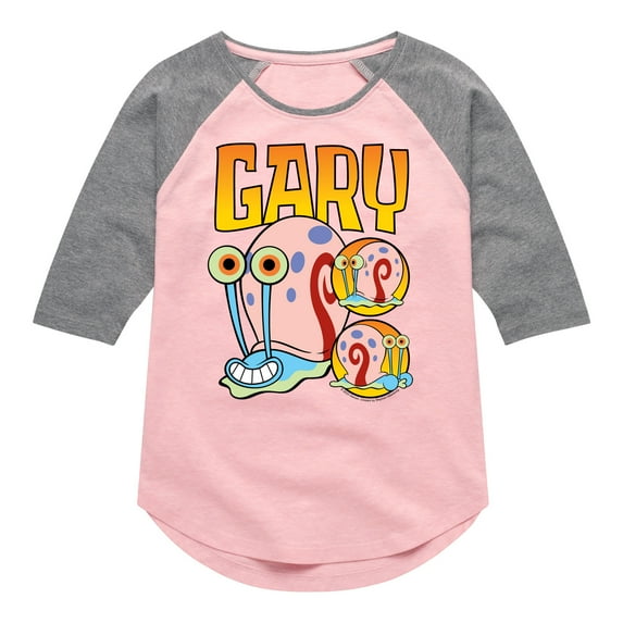 SpongeBob SquarePants - Gary The Snail - Toddler & Youth Girls Raglan Graphic T-Shirt