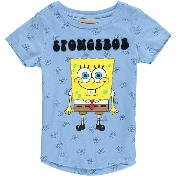 SpongeBob SquarePants Girls T-Shirt - Spongebob & Patrick Front & Back Tee - Sizes 4-16