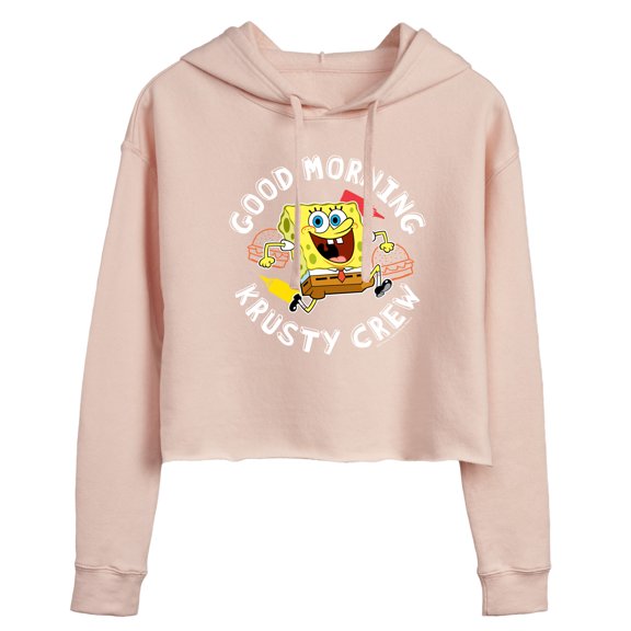 SpongeBob SquarePants - Good Morning Krusty Crew - Juniors Cropped Pullover Hoodie