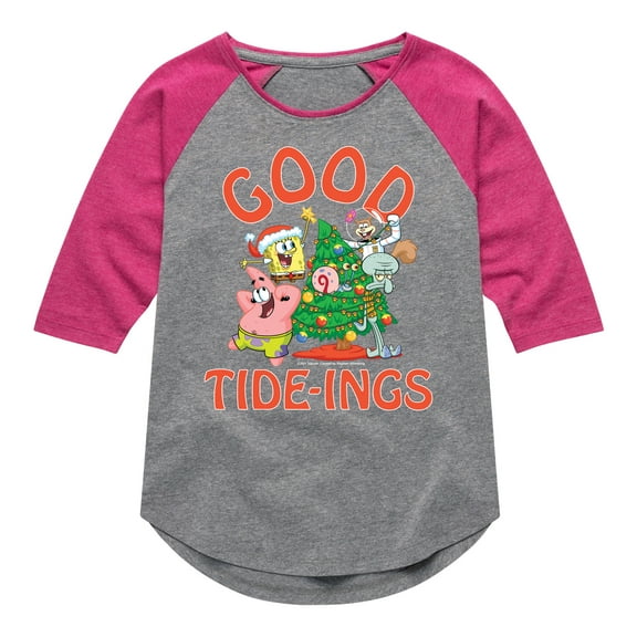 SpongeBob SquarePants - Good Tide - Toddler And Youth Girls Raglan Graphic T-Shirt
