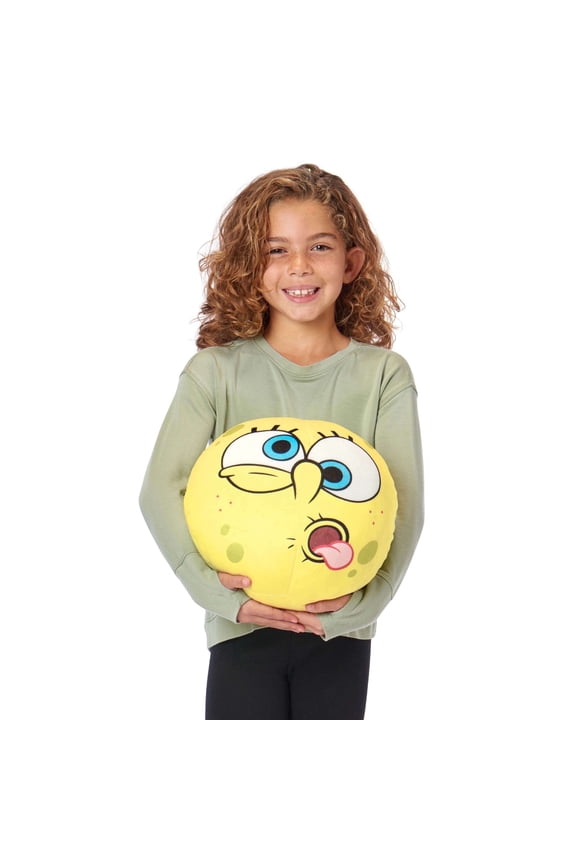 Nickelodeon Goofy SpongeBob Kids Round Plush Cloud Pillow, Entertainment for Kids