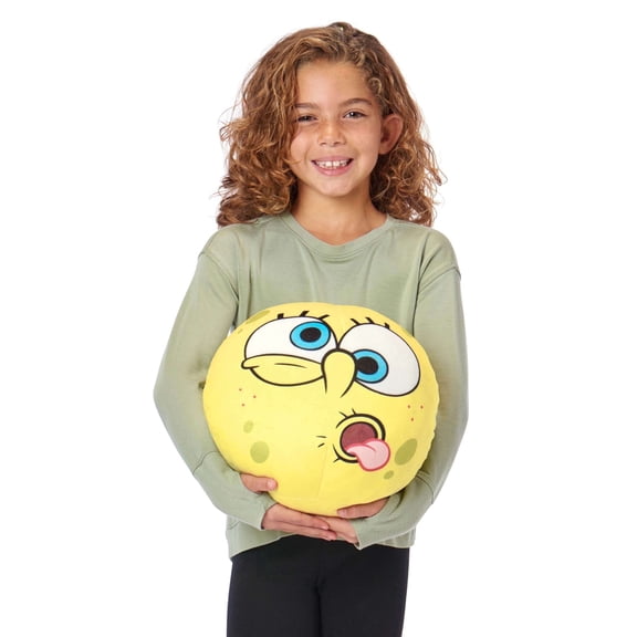 SpongeBob SquarePants Nickelodeon Goofy SpongeBob Kids Round Plush Cloud Pillow, Entertainment for Kids