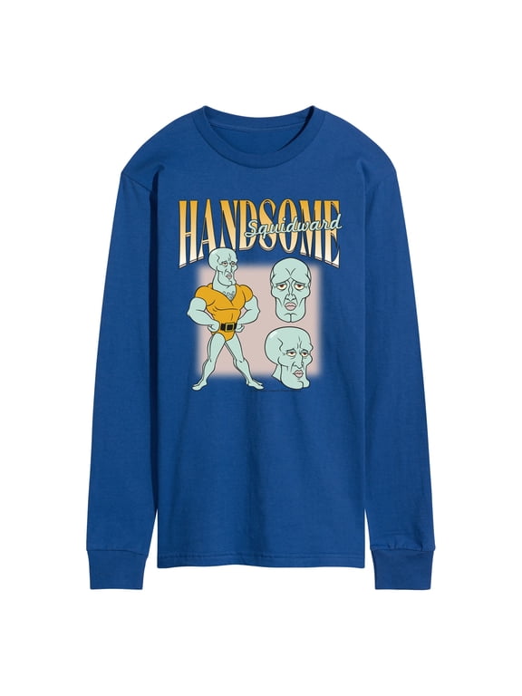- Handsome Squidward Men's Long Sleeve Graphic T-Shirt