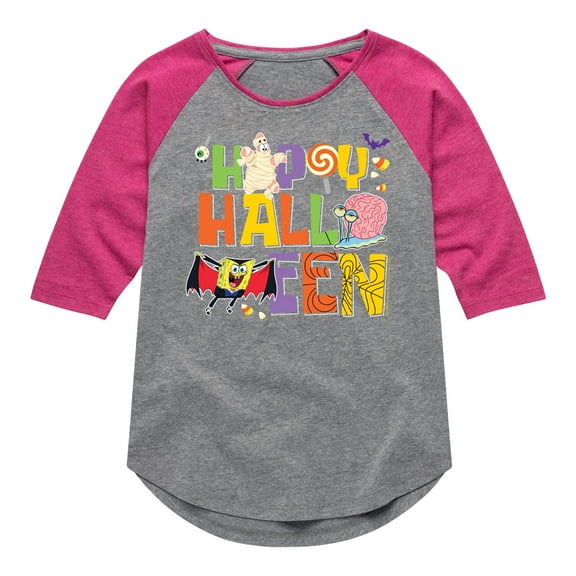 SpongeBob SquarePants - Happy Halloween - Toddler And Youth Girls Raglan Graphic T-Shirt
