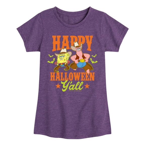 SpongeBob SquarePants - Happy Halloween Y'all - Girls Fitted Short Sleeve Tee