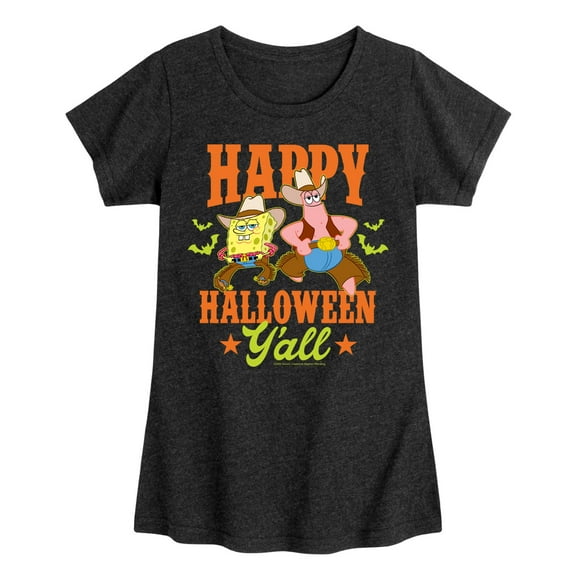 SpongeBob SquarePants - Happy Halloween Y'all - Girls Fitted Short Sleeve Tee