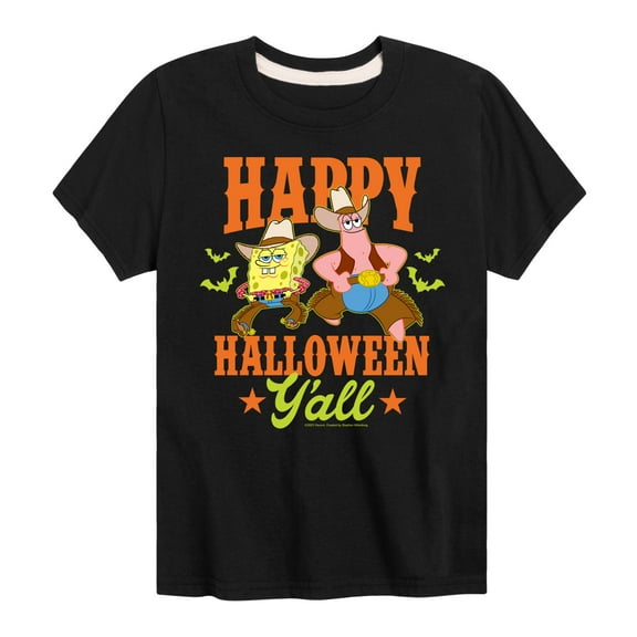 SpongeBob SquarePants - Happy Halloween Y'all - Toddler & Youth Short Sleeve Graphic T-Shirt