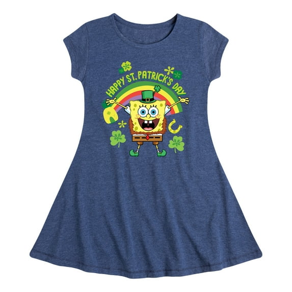 SpongeBob SquarePants - Happy St. Patricks Day - Girls Fit And Flare Cap Sleeve Dress