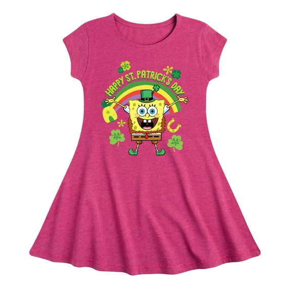SpongeBob SquarePants - Happy St. Patricks Day - Girls Fit And Flare Cap Sleeve Dress