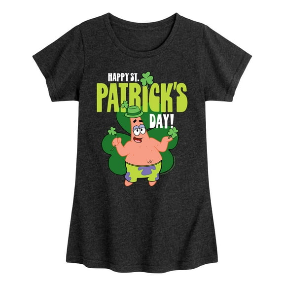 SpongeBob SquarePants - Happy St. Patricks Day - Girls Fitted Short Sleeve Tee