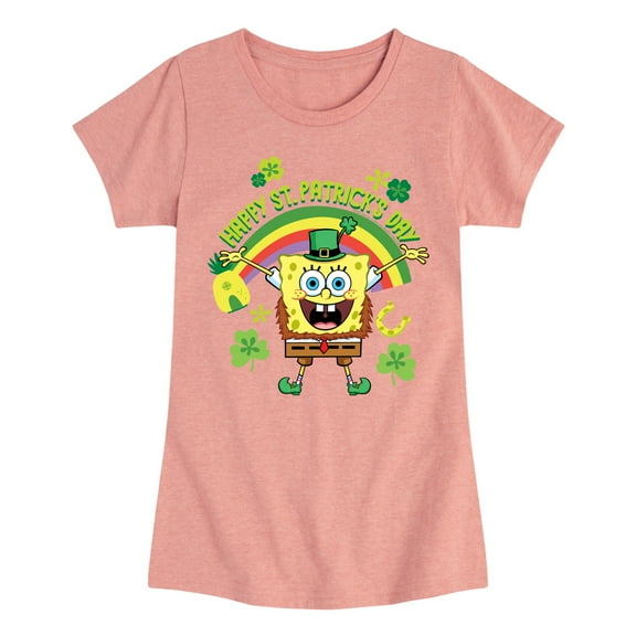 SpongeBob SquarePants - Happy St. Patricks Day - Girls Fitted Short Sleeve Tee