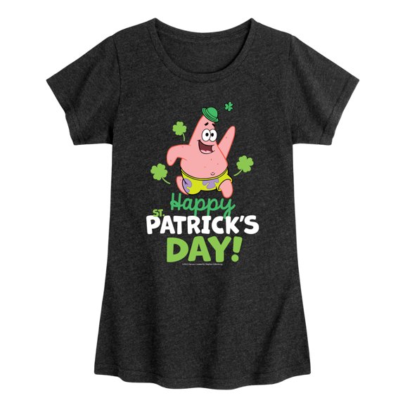 SpongeBob SquarePants - Happy St. Patricks Day - Girls Fitted Short Sleeve Tee