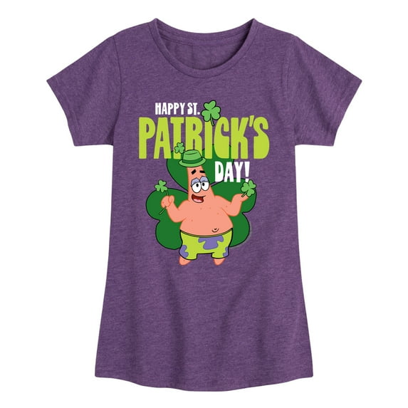 SpongeBob SquarePants - Happy St. Patricks Day - Girls Fitted Short Sleeve Tee