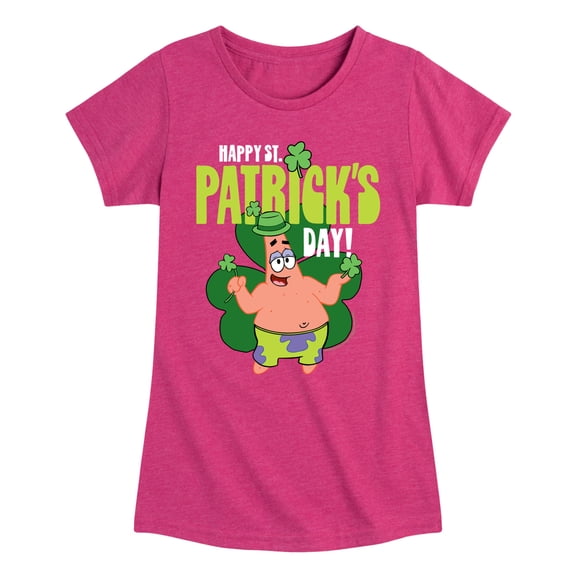 SpongeBob SquarePants - Happy St. Patricks Day - Girls Fitted Short Sleeve Tee
