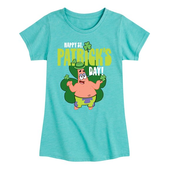 SpongeBob SquarePants - Happy St. Patricks Day - Girls Fitted Short Sleeve Tee