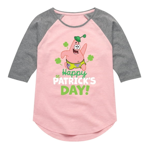 SpongeBob SquarePants - Happy St. Patricks Day - Girls Shirt Tail Raglan