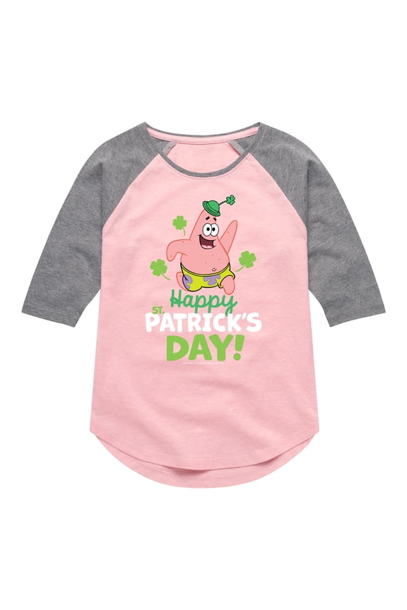 - Happy St. Patricks Day - Girls Shirt Tail Raglan